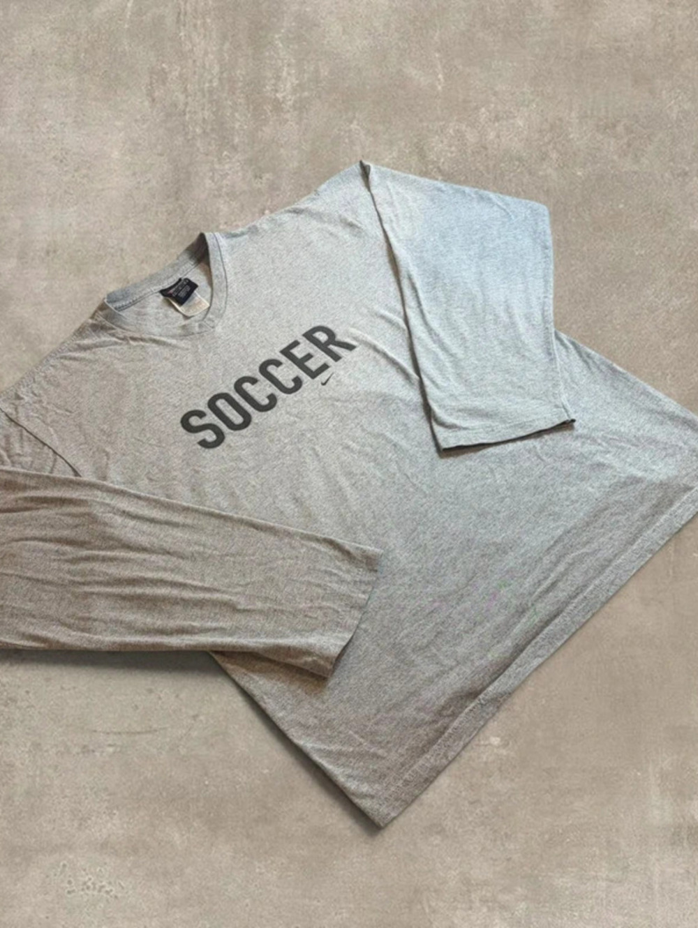 Vintage 90s Nike Team Grey Soccer Long Sleeve Shirt Mens Large L Made USA